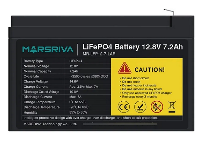 Bateria Marsriva 12.8V/7.2A de Litio