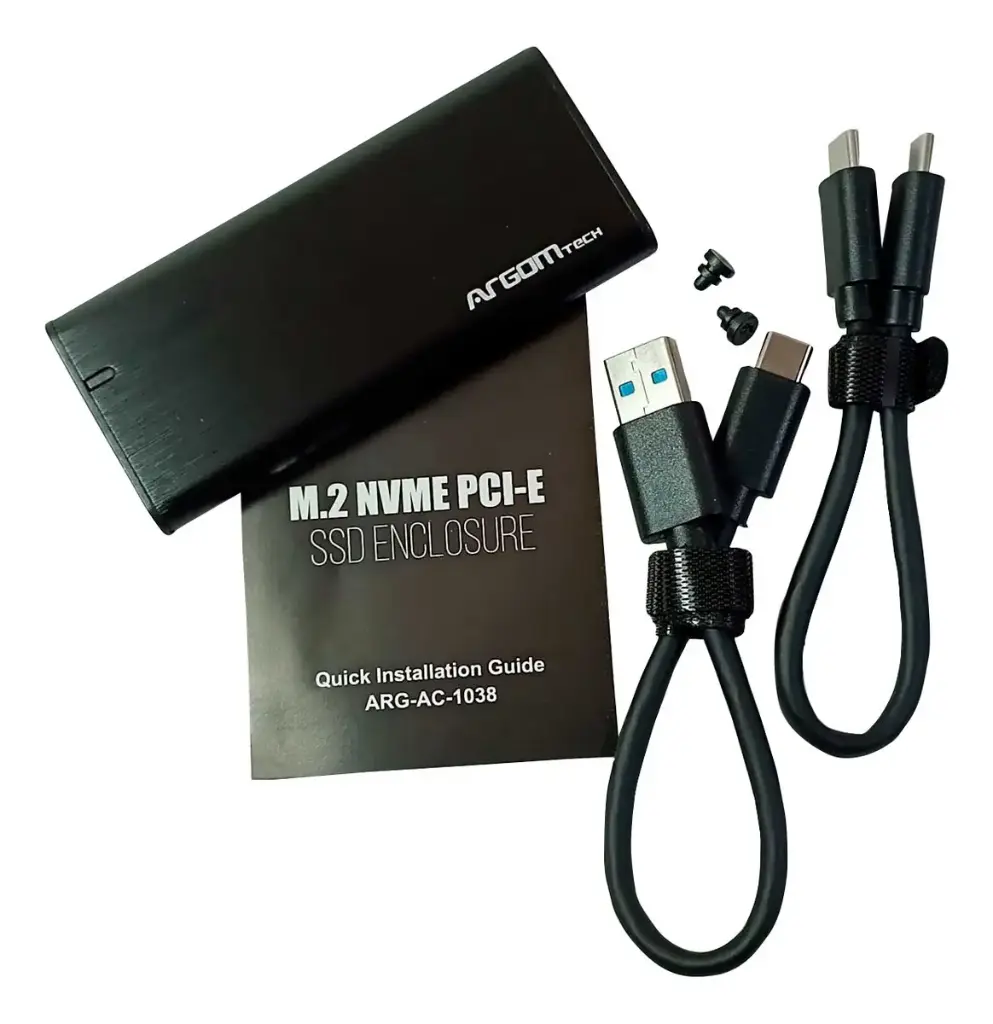 Caja de Disco Externo Argom SSD NVME M.2 PCIe USB 3.0/Tipo C Negro
