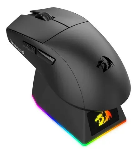Mouse ReDragon Gamer King Ultra Triple Modo Ultra Liviano 54G Con Base de Carga Magnetica Negro