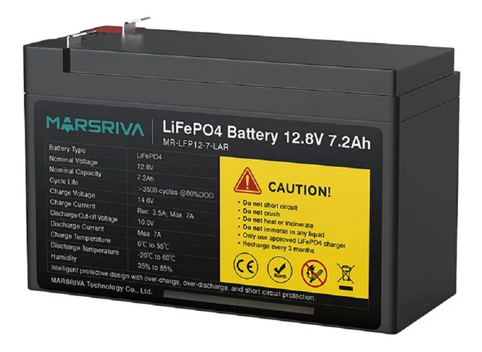 Bateria Marsriva 12.8V/7.2A de Litio