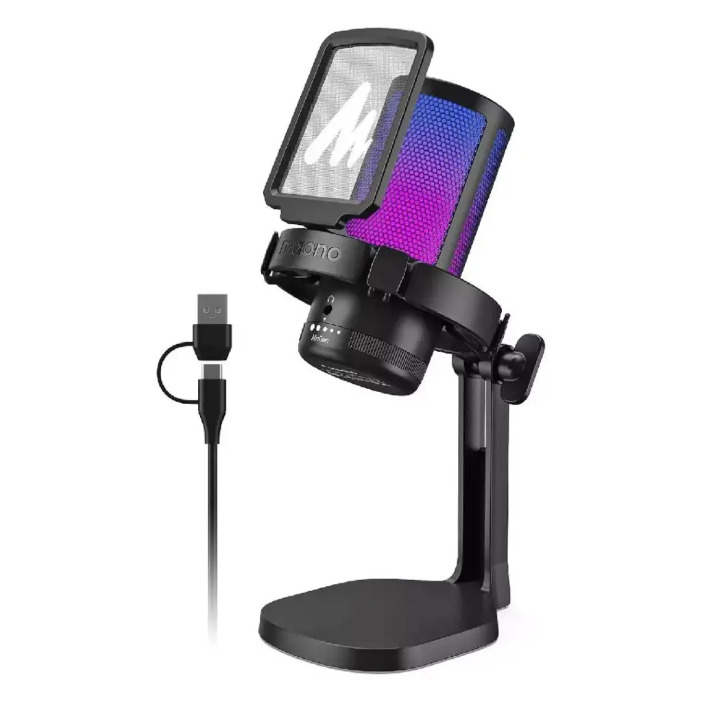 Microfono de Condensador Maono Gaming RGB USB para Streaming y Podcast 