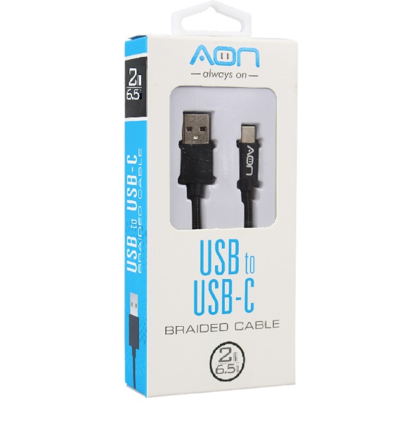 Cable AON USB a USB Type C 2M Black