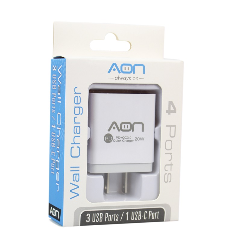Cargador de Pared AON USBx3 & USB TypeC