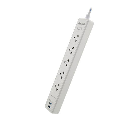[FSP-512USBW] Protector tensión Forza 1200J/1540W, 5 universales, USB/120V-240V