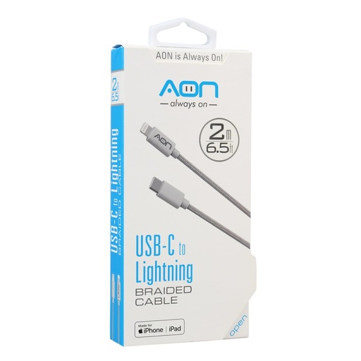 [AO-CB-2011] Cable AON USB Type C a Lightning 2M Whit