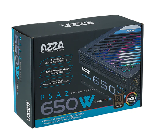[00000420] Fuente de Poder Azza 650W 80+ Bronze ARGB